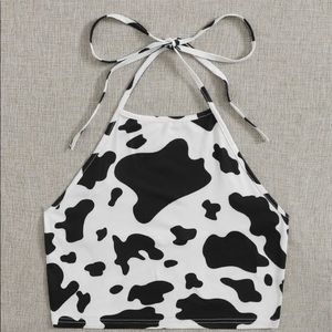 SHEIN Plus Cow Pattern Halter Neck Top